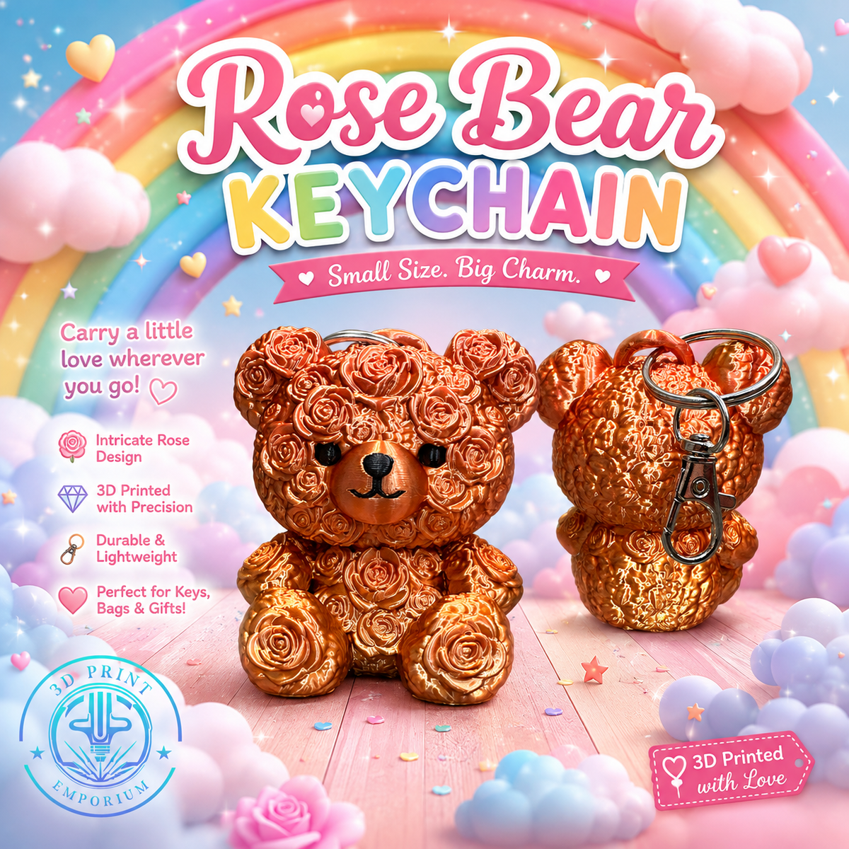 Rose Bear Keychain