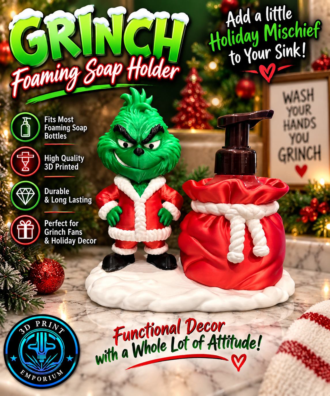 Grinch Foaming Soap Holder