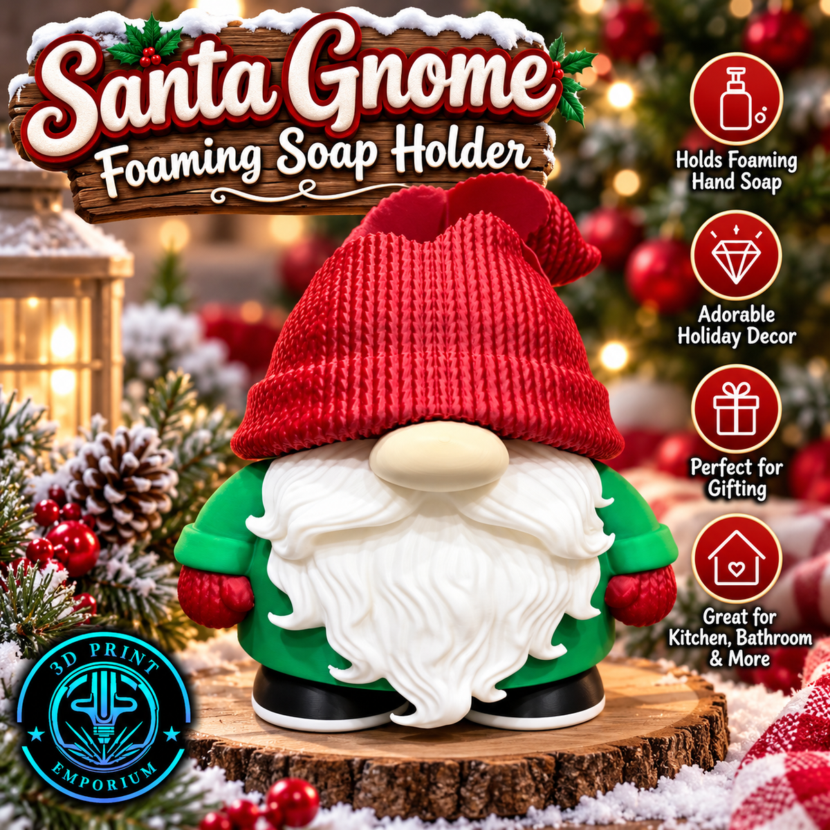 Santa Gnome Foaming Soap Holder