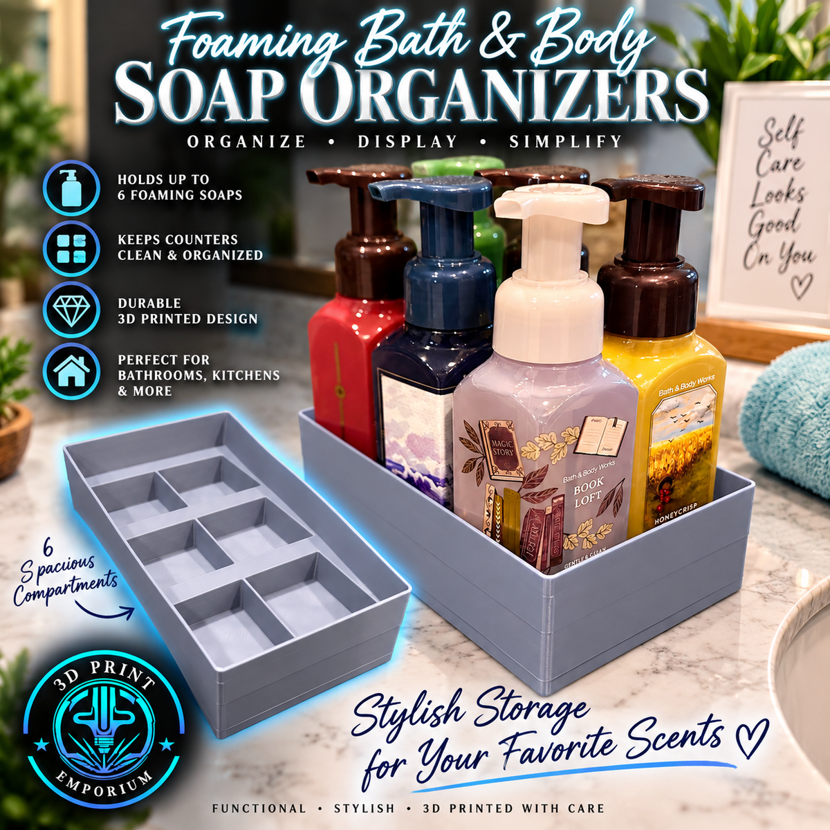 Foaming Soap Organizer - Blue/Gray
