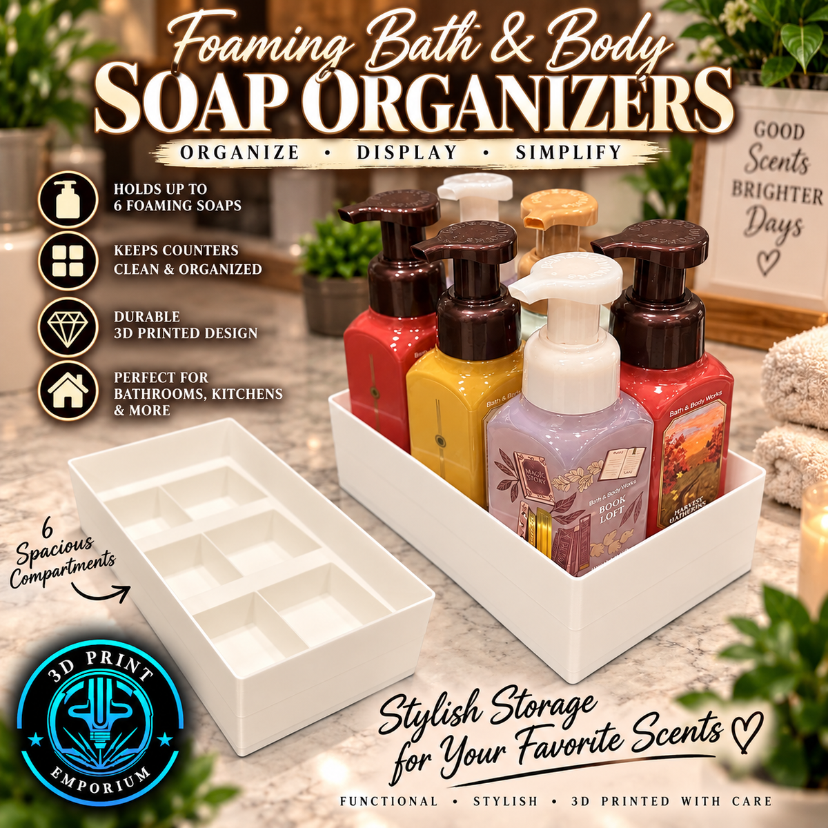 Foaming Soap Organizer - White