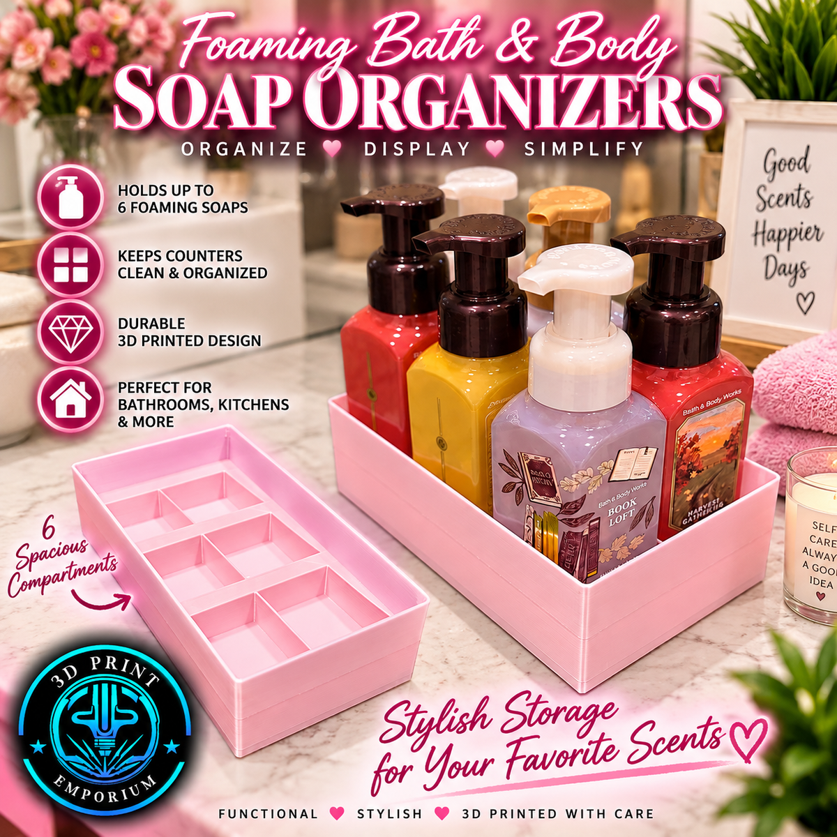 Foaming Soap Organizer - Pink