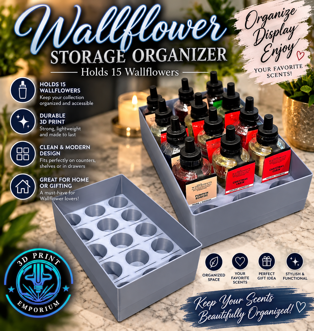 Wallflower Organizer Tray - Blue-Gray