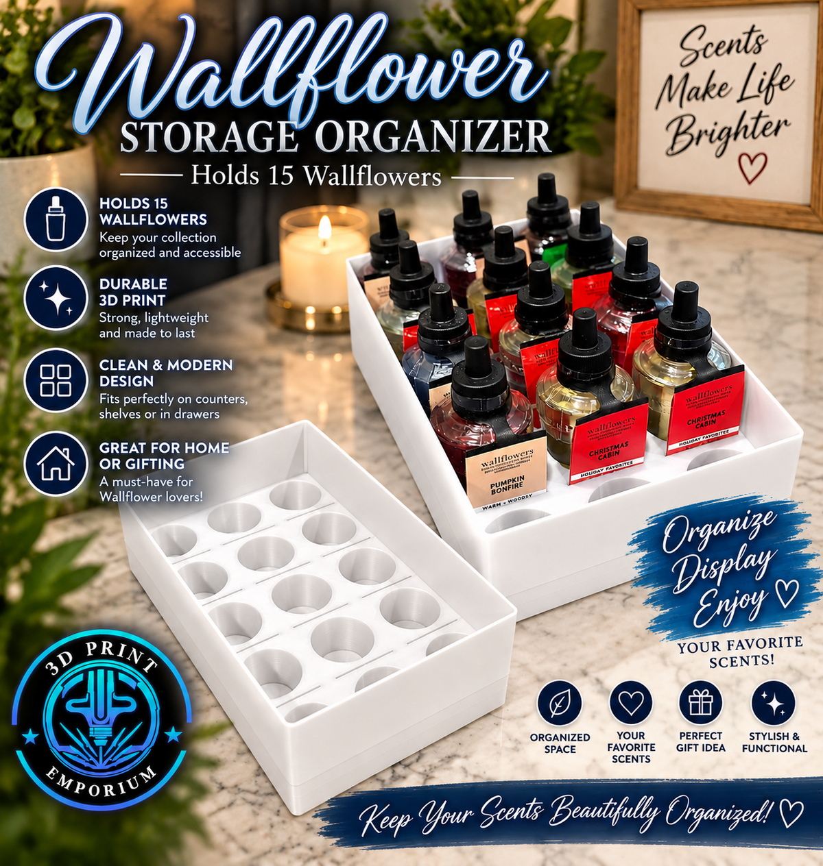 Wallflower Organizer Tray - White